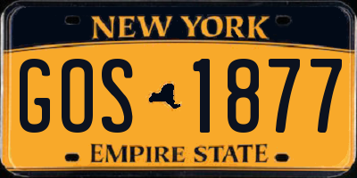 NY license plate GOS1877