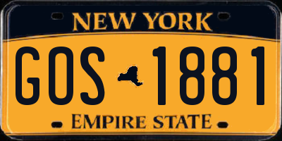 NY license plate GOS1881