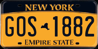 NY license plate GOS1882