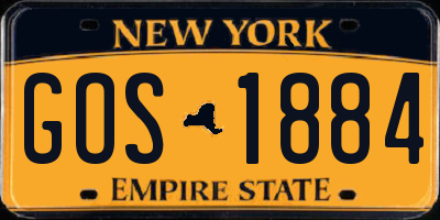 NY license plate GOS1884