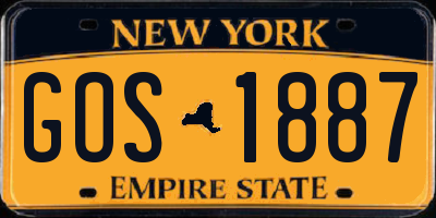 NY license plate GOS1887