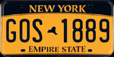 NY license plate GOS1889