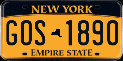 NY license plate GOS1890