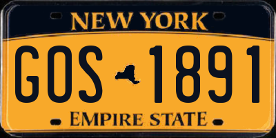 NY license plate GOS1891