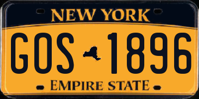NY license plate GOS1896