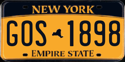 NY license plate GOS1898