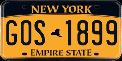 NY license plate GOS1899