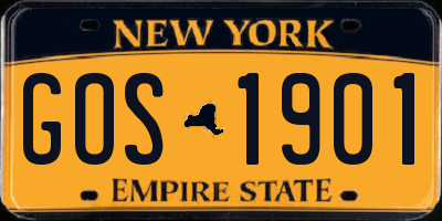 NY license plate GOS1901