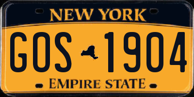 NY license plate GOS1904