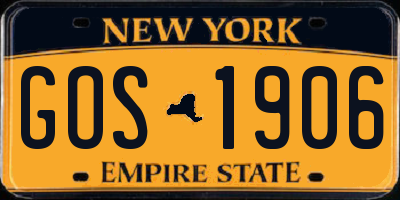 NY license plate GOS1906