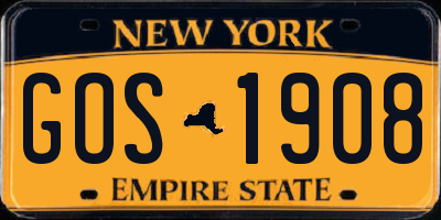 NY license plate GOS1908