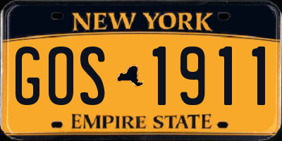 NY license plate GOS1911