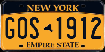 NY license plate GOS1912