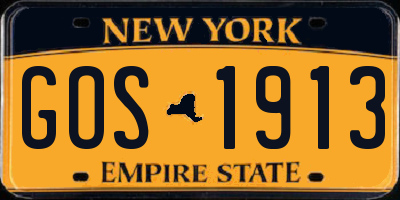 NY license plate GOS1913