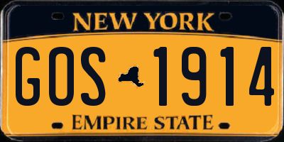 NY license plate GOS1914