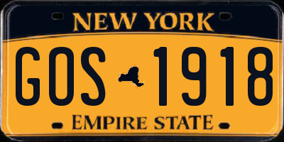 NY license plate GOS1918