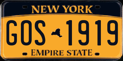 NY license plate GOS1919