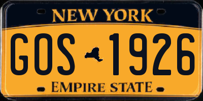 NY license plate GOS1926