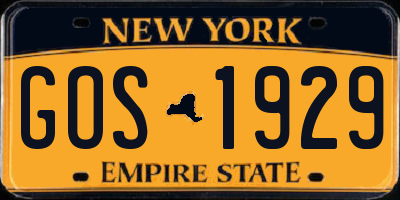 NY license plate GOS1929