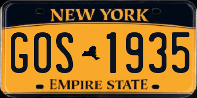 NY license plate GOS1935