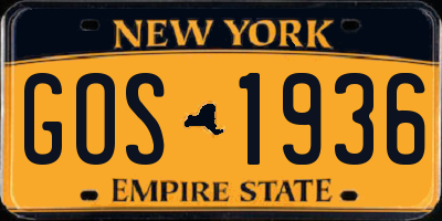 NY license plate GOS1936