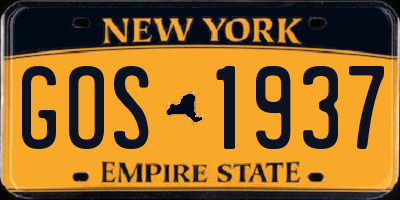 NY license plate GOS1937