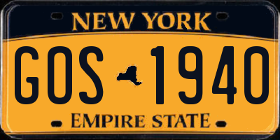 NY license plate GOS1940