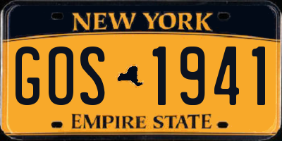 NY license plate GOS1941