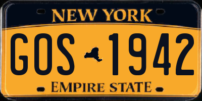 NY license plate GOS1942
