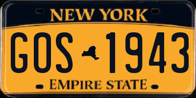 NY license plate GOS1943