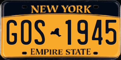 NY license plate GOS1945