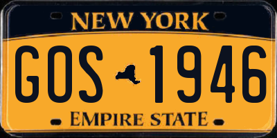 NY license plate GOS1946