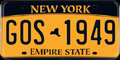 NY license plate GOS1949