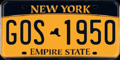 NY license plate GOS1950