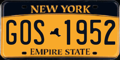 NY license plate GOS1952