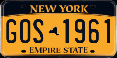 NY license plate GOS1961