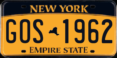 NY license plate GOS1962