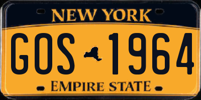 NY license plate GOS1964