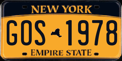 NY license plate GOS1978