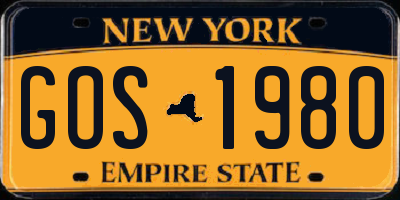 NY license plate GOS1980