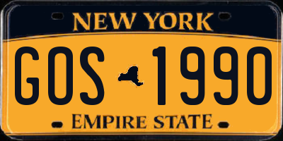 NY license plate GOS1990
