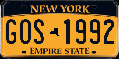 NY license plate GOS1992