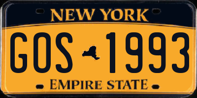NY license plate GOS1993
