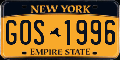 NY license plate GOS1996