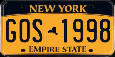 NY license plate GOS1998