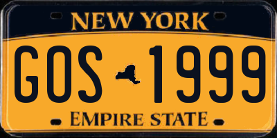 NY license plate GOS1999