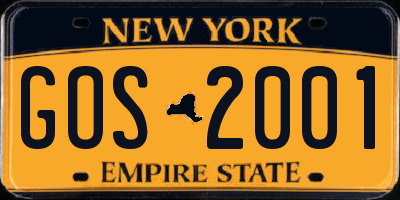 NY license plate GOS2001