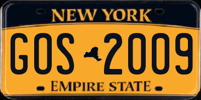 NY license plate GOS2009