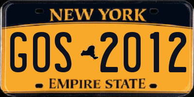 NY license plate GOS2012