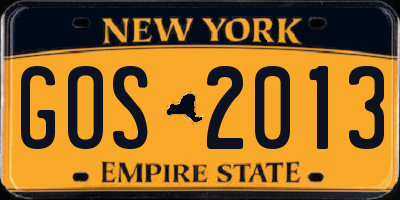 NY license plate GOS2013